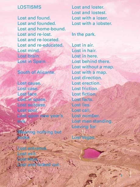 Hanne Lippard, "Lostisms", 2011, Extract from Sentencessayes, Artist book, 2012 © the artist Hanne Lippard, "Lostisms", 2011, Extract from Sentencessayes, Artist book, 2012 © the artist